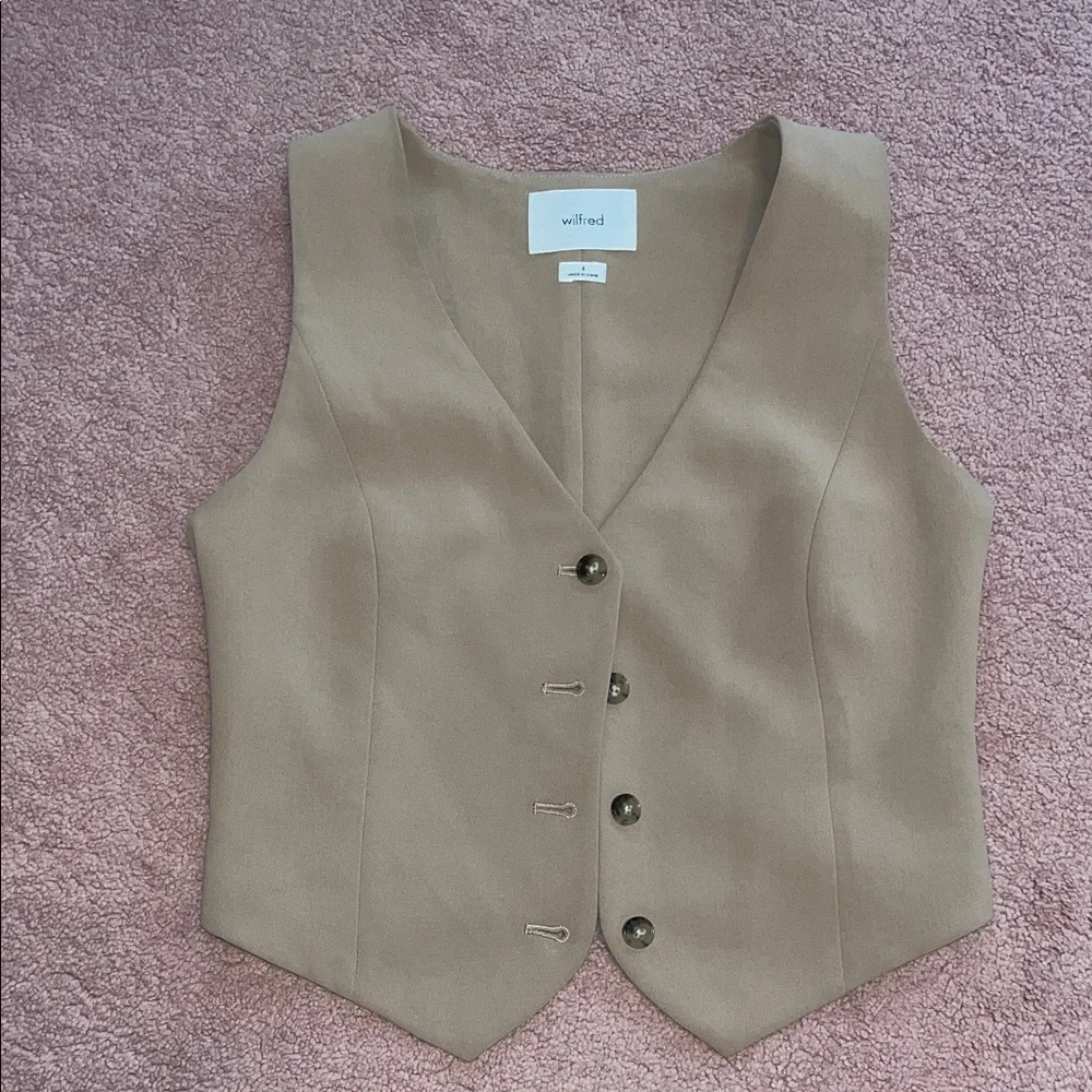 Wilfred Tan Wool Blend Button-Front Vest - Picture 3 of 9